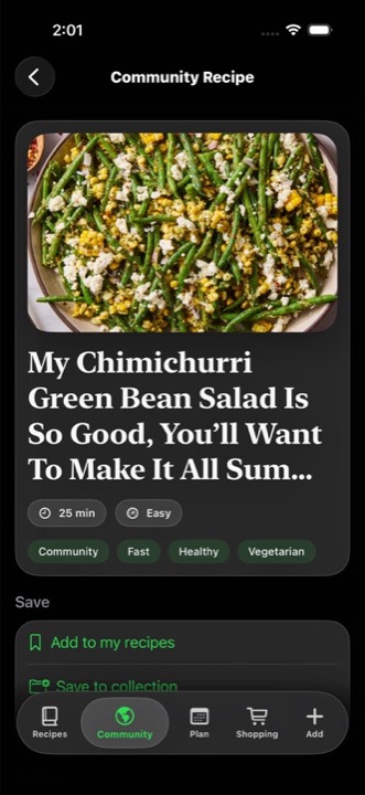 Recipe detail in The Recipe Book app